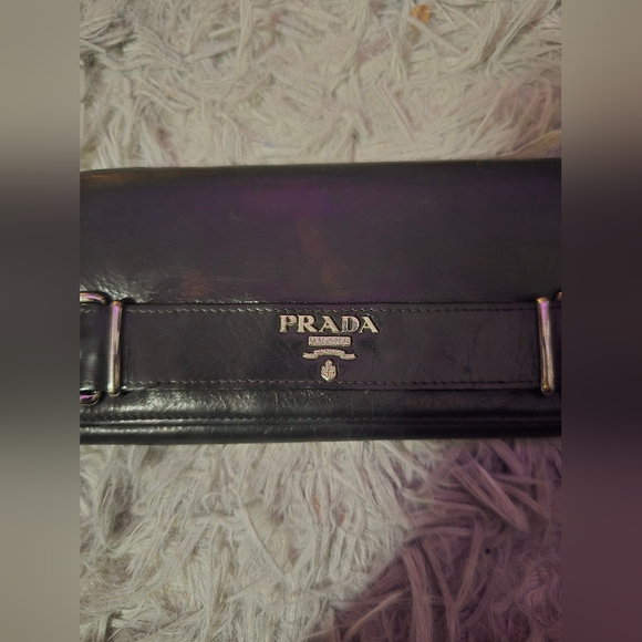 Prada Black & Silver Hardware Buckle Snap Long Wallet (EUC)(COA CARD) - Picture 3 of 12